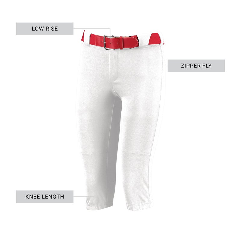 Russell Athletic Women's Low Rise Knicker Softball Pants - Stylish Active Wear for Girls - Premium Softball Bottoms with Comfort Fit, White, Medium - Image 2